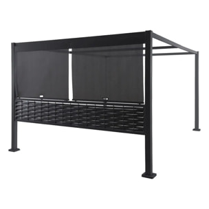 Kit de stores pour tonnelle "Zalya" graphite 3m - 2 stores + 2 demi-panneaux décoratifs