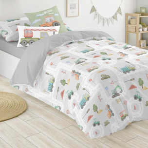 Cool Kids - Funda Nórdica Estampada - Infantil - Cierre Solapa - 100% Algodón - Incluye 1 Funda de Almohada - Road