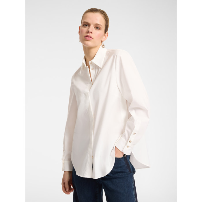 Elena Mirò - Camicia ampia in popeline - Bianco