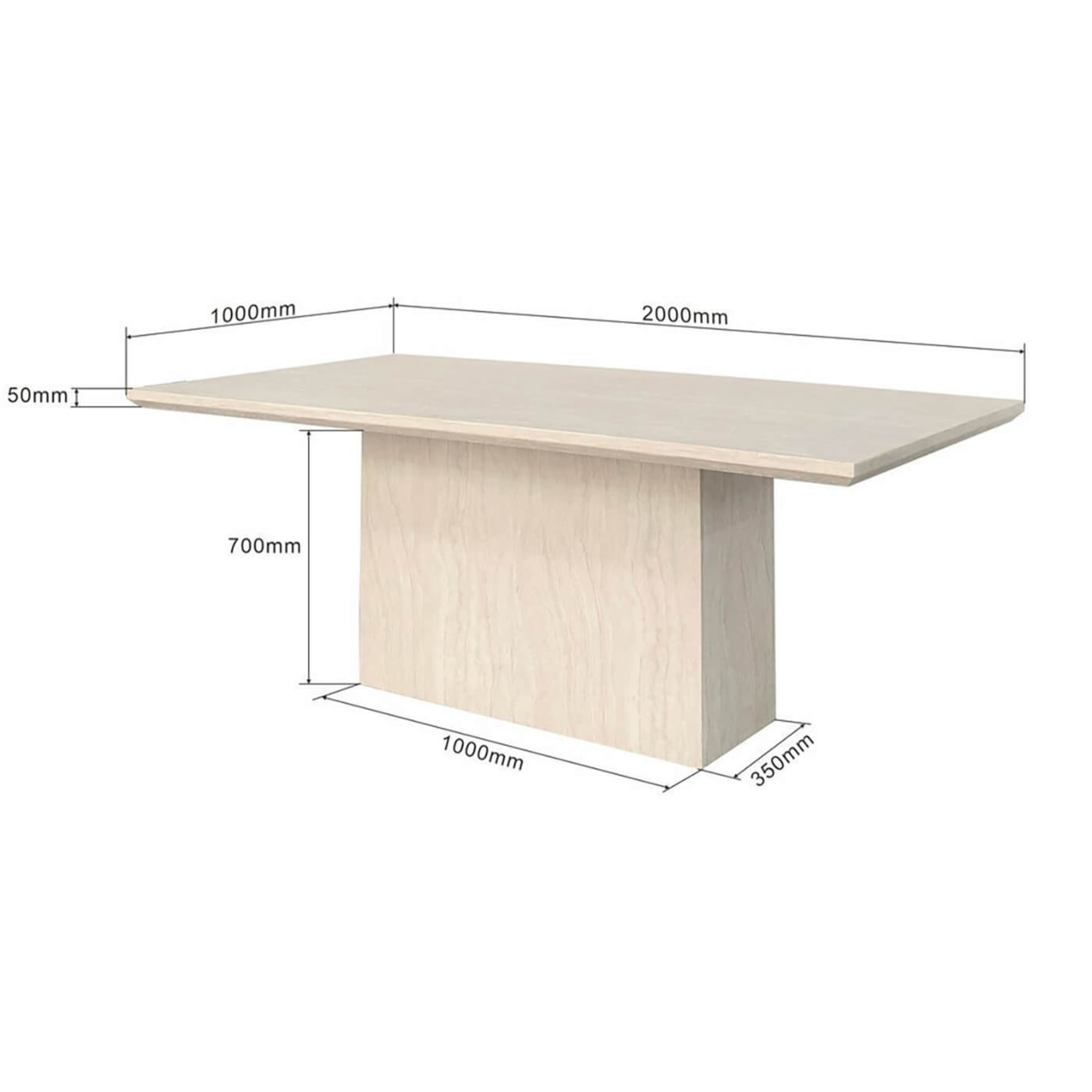 Table Travertino 200x100cm Kare Design