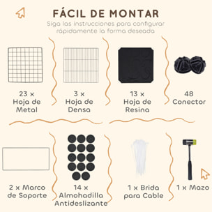 Valla para Mascotas de Bricolaje Parque para Conejos Recinto para Conejos de 39 Paneles con 3 Nidos para Cobayas Conejos y Erizos Negro