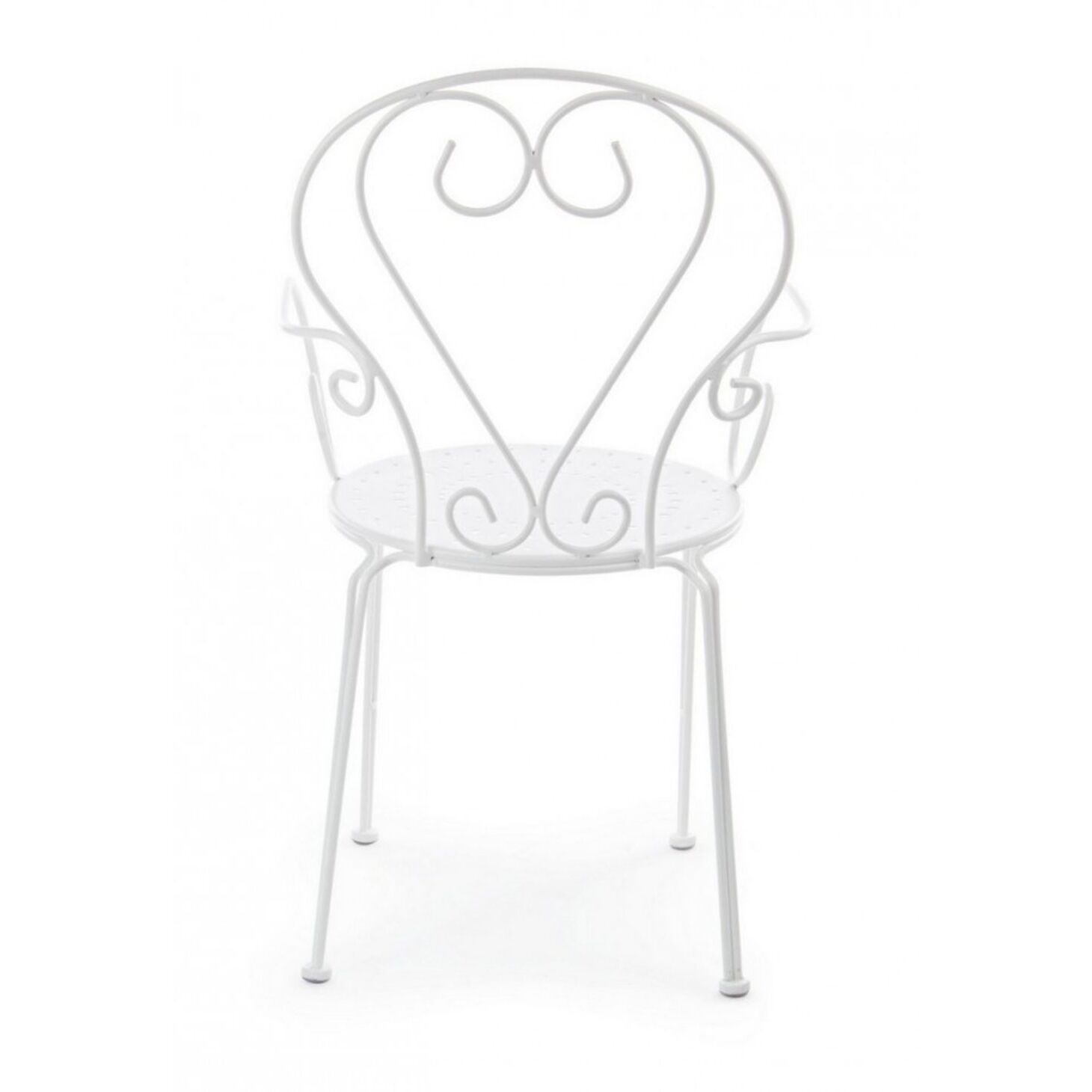 Set di 4 sedie ETIENNE in acciaio bianco impilabili, con braccioli