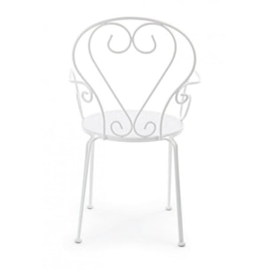 Set di 4 sedie ETIENNE in acciaio bianco impilabili, con braccioli