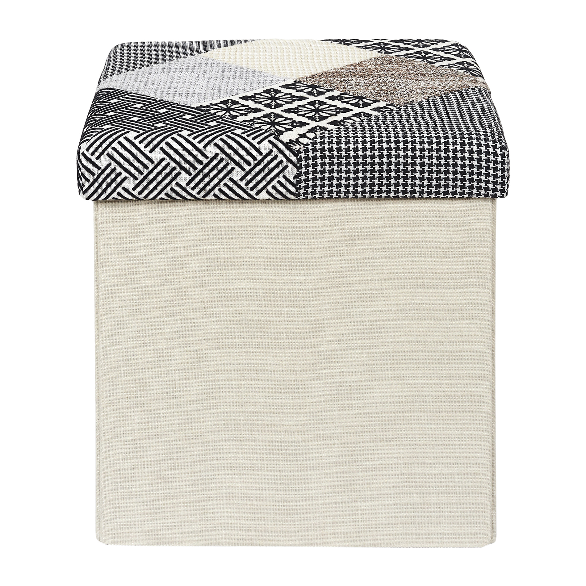 Coffre Pouf Pliable Patchwork Gris