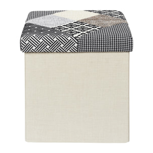 Coffre Pouf Pliable Patchwork Gris