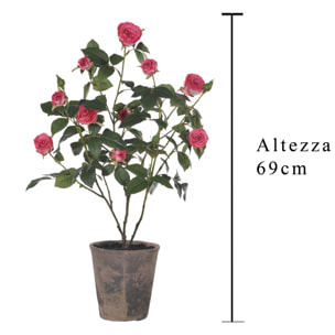 Mini Rose In Vaso. Altezza 69 Cm - Pezzi 1 - 43X69X38cm - Colore: Rosa - Bianchi Dino - Piante Artificiali