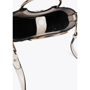 Mini shopper con manico rotondo in metallo in similpelle e logo LC ovale