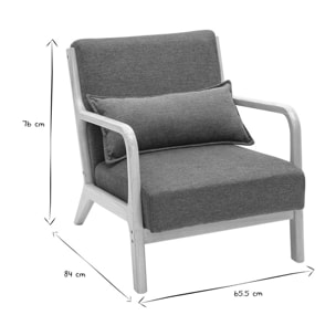 Fauteuil scandinave en tissu effet velours terre brûlée et bois clair massif DERRY