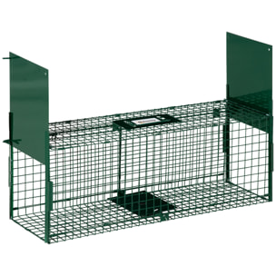 Trampa para Animales Vivos con 2 Puertas Asa para Conejos Visones 80x25x30 cm