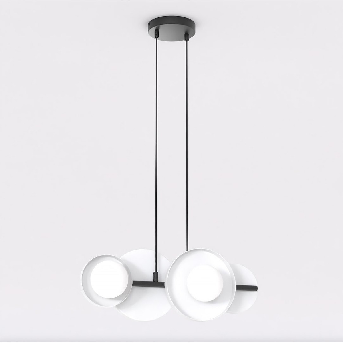 Lampada a sospensione Model in acciaio nero e vetro