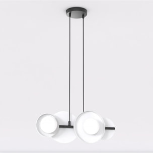 Lampada a sospensione Model in acciaio nero e vetro