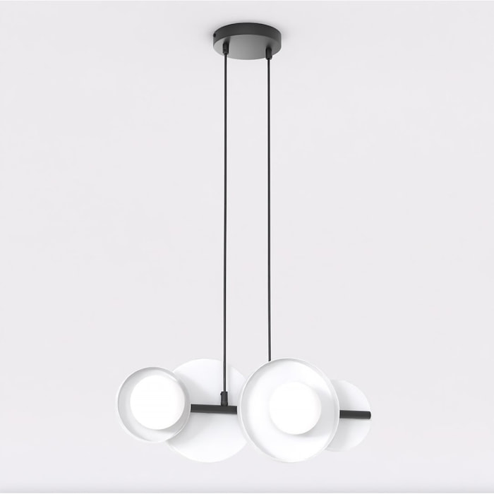 Lampada a sospensione Model in acciaio nero e vetro