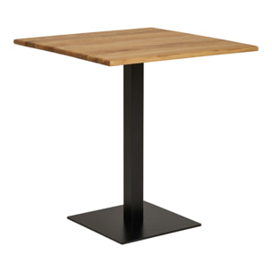 Tavolo bistrot Lignano in rovere naturale con base in metallo nero 70x70x75 cm