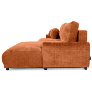 Nelly - canapé d'angle droit 4 places convertible avec coffre en velours texturé - Rouille