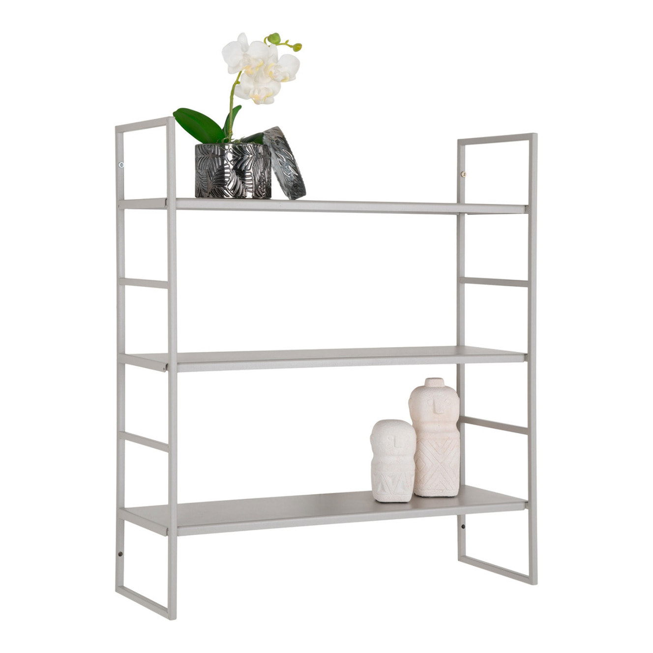 Beja Scaffale a muro in acciaio grigio 3 ripiani 48x17x55 cm