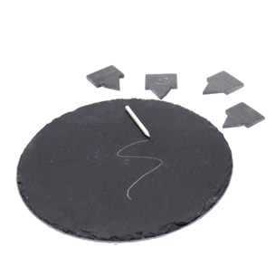 Piatto in ardesia tondo con 4 targhette fumetto cmø30h0,5