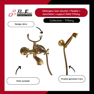 Mélangeur bain douche + flexible + douchette + support PAINI Tiffany Vieux Bronze