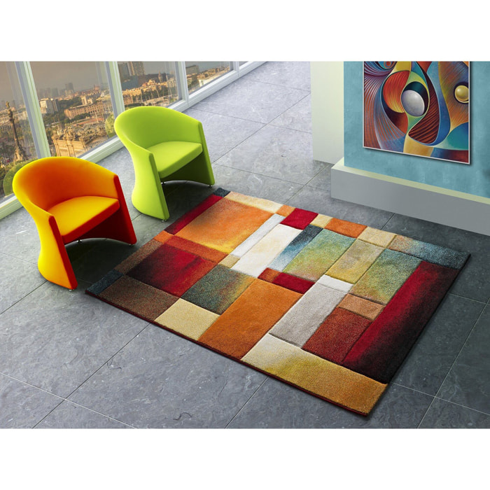 Alfombra geomÃ©trica Matrix multicolor, varias medidas disponibles