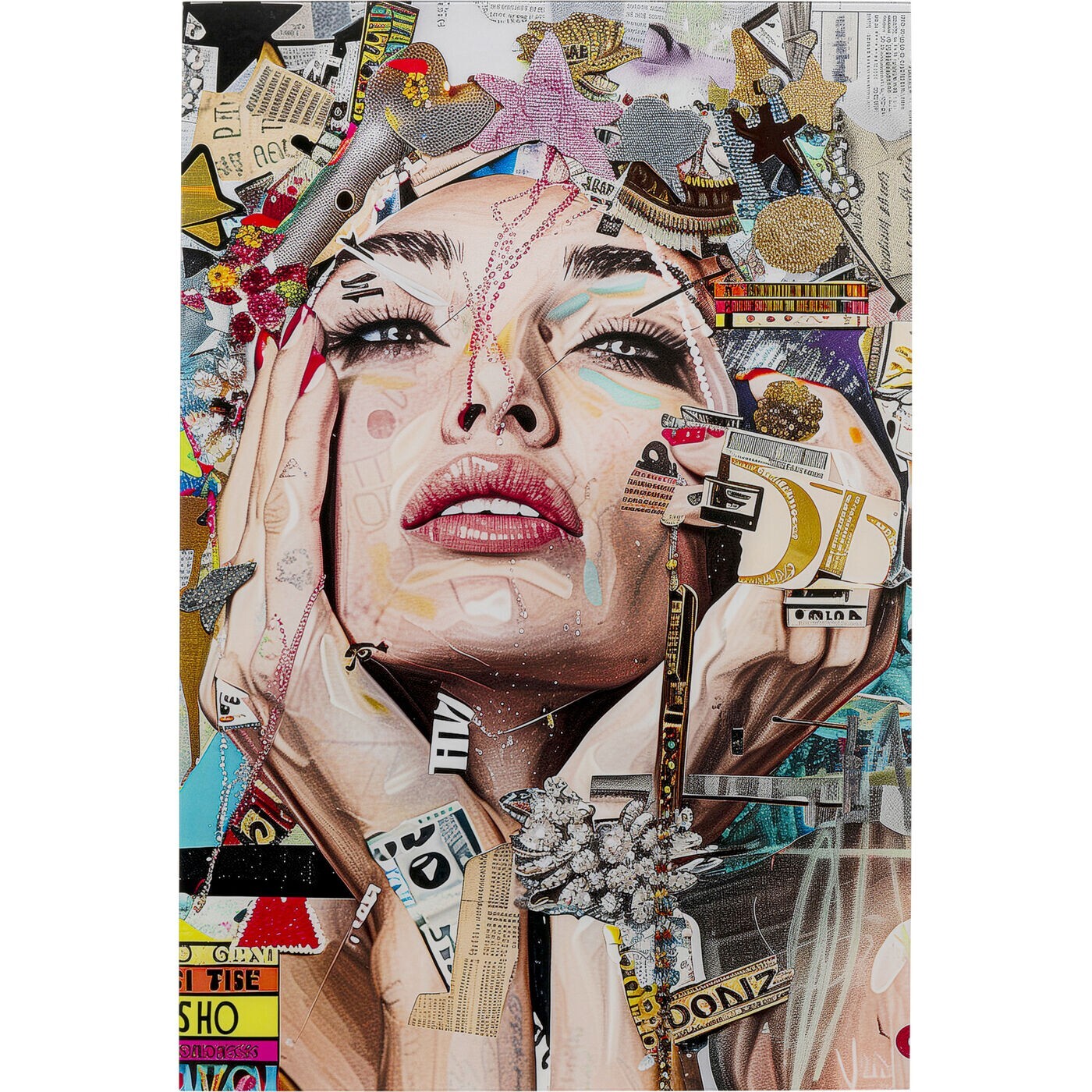 Tableau en verre femme artistique face 80x120cm Kare Design