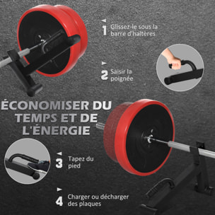 Mini Deadlift pour haltères olympiques - cric d'haltères avec poignée antidérapante - charge max. 200 Kg - acier noir