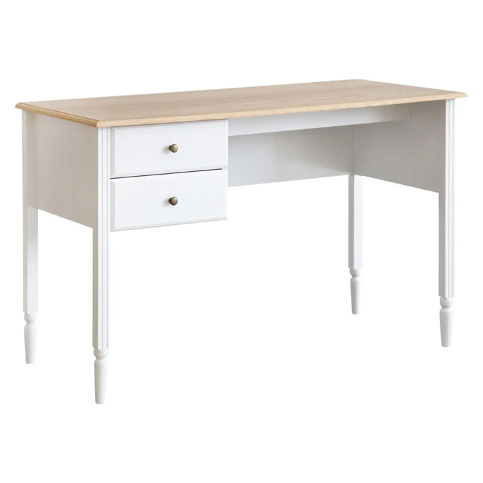 Bureau "Solen" - 2 tiroirs - bois - blanc