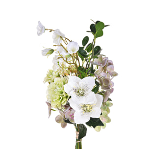 Bouquet Legato Con Helleborus. Altezza 52 Cm - Pezzi 3 - 30X52X30cm - Colore: Bianco - Bianchi Dino - Fiori Artificiali