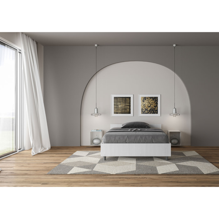Letto una piazza e mezza con rete 120x200 bianco frassino Nuamo