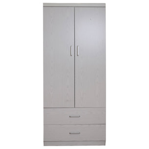 Guardaroba a 2 ante con barra appendiabiti, Armadio per camera da letto, Mobile moderno spazioso, Made in Italy, cm 80x52h190, colore Rovere sbiancato