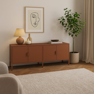 Mobile tv basso in metallo 4 ante 162x40x57 cm mattone - Pop