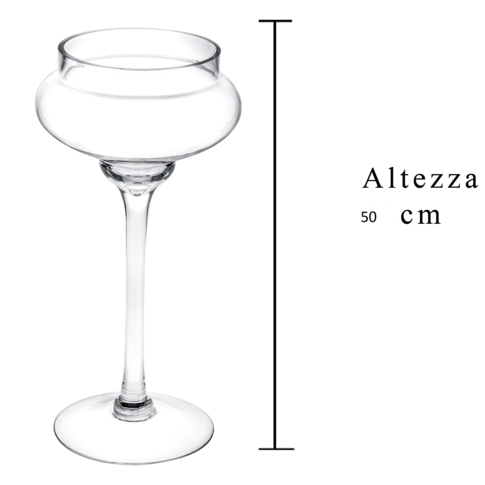 Vaso In Vetro Portacero. Altezza 50 Cm - Pezzi 1 - 16X50X16cm - Colore: Incolore - Bianchi Dino - Decori Casa E Complementi