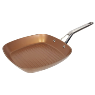 Colección origen: set de sartén grill de 28 cm, y plancha asador/grill de 36 cm, aluminio forjado, aptas para inducción