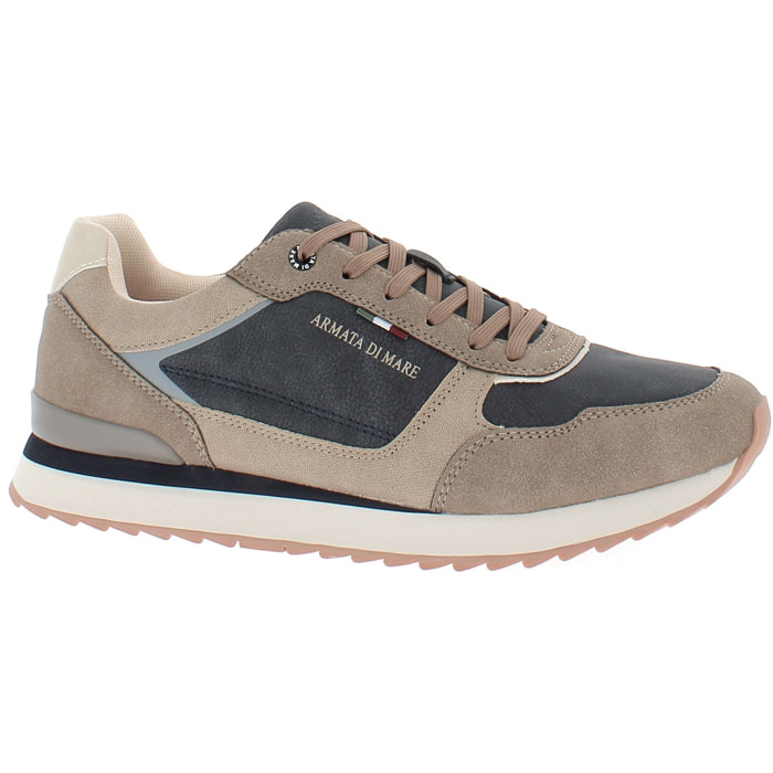 Armata di Mare Scarpe Uomo Sneakers Vintage Running con Soletta Rimovibile in Memory Foam AMU 2N813 Taupe Navy