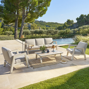Salon de jardin "Axiome" argile 5 places en aluminium texaline et oléfine