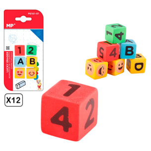 12 PACCHI GOMME DA CANCELLARE DADI CREATIVI DESIGN DA 6 Uds.