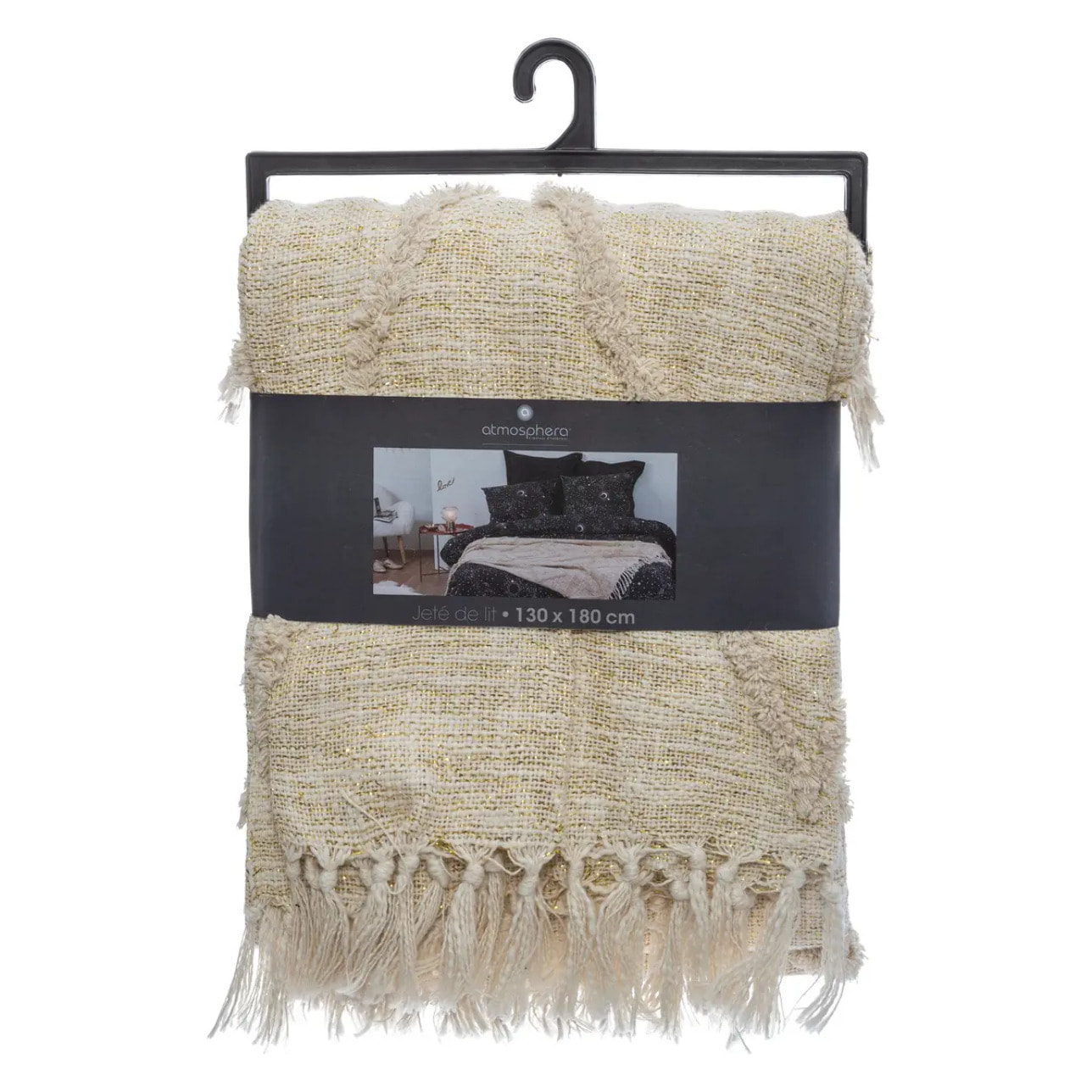 Jeté de lit "Shine" coton beige 130x180cm