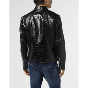 PHILIPP PLEIN Leather Moto Jacket Cocco