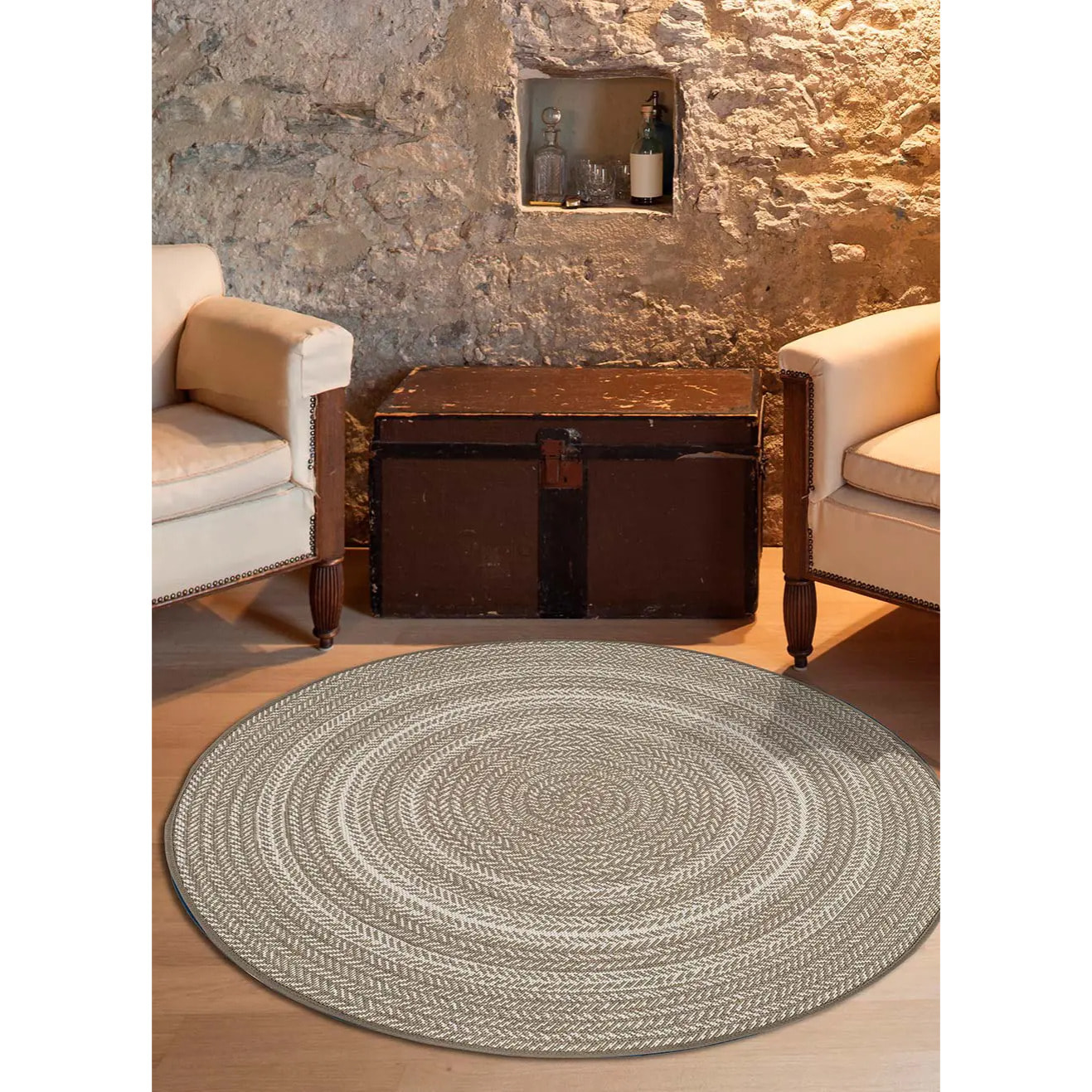 Alfombra de exterior-interior Silvana Lino, 120Ø cm