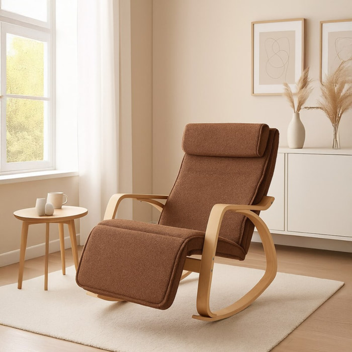 Poltrona dondolo bouclè marrone da interno - Amor