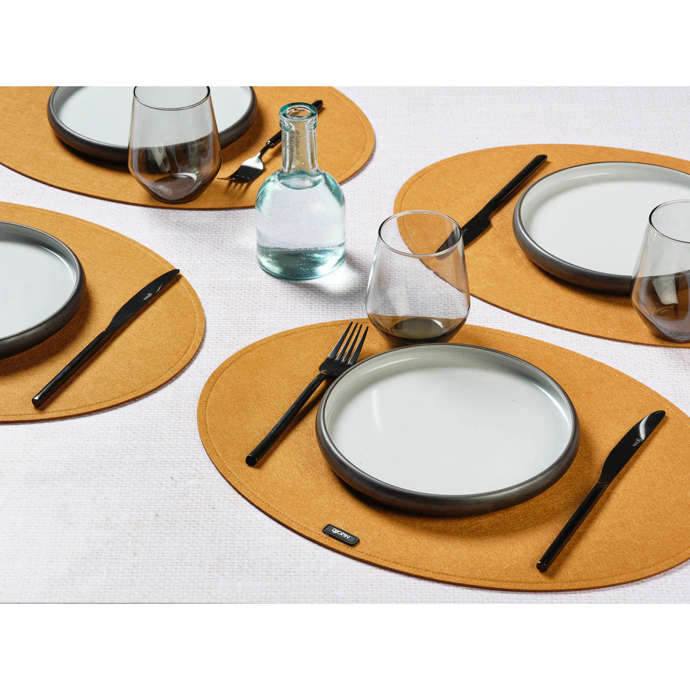 Set de table ovale - 6 pièces - Feutre recyclé marron