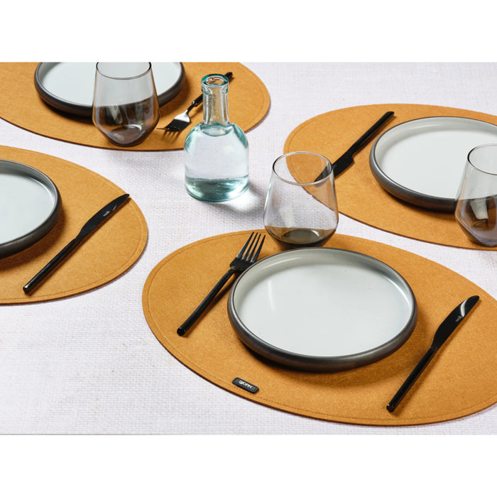 Set de table ovale - 6 pièces - Feutre recyclé marron