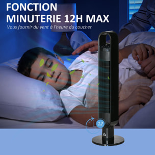 HOMCOM Ventilateur colonne tour oscillant 60 W ultra silencieux télécommande incluse minuterie 3 modes 3 vitesses Ø 28 x 100 cm noir