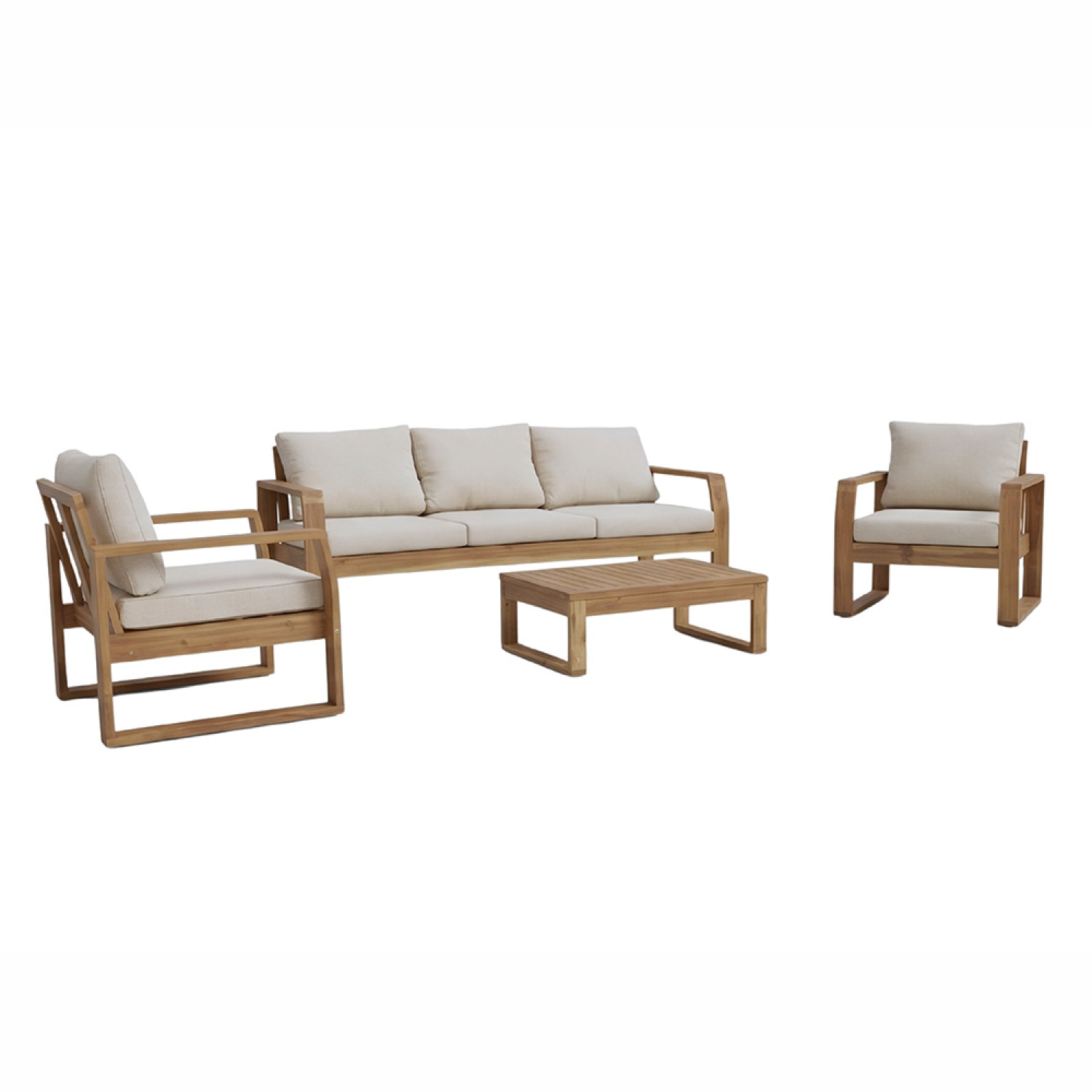 Salon de jardin 5 places en bois d’acacia BIHN