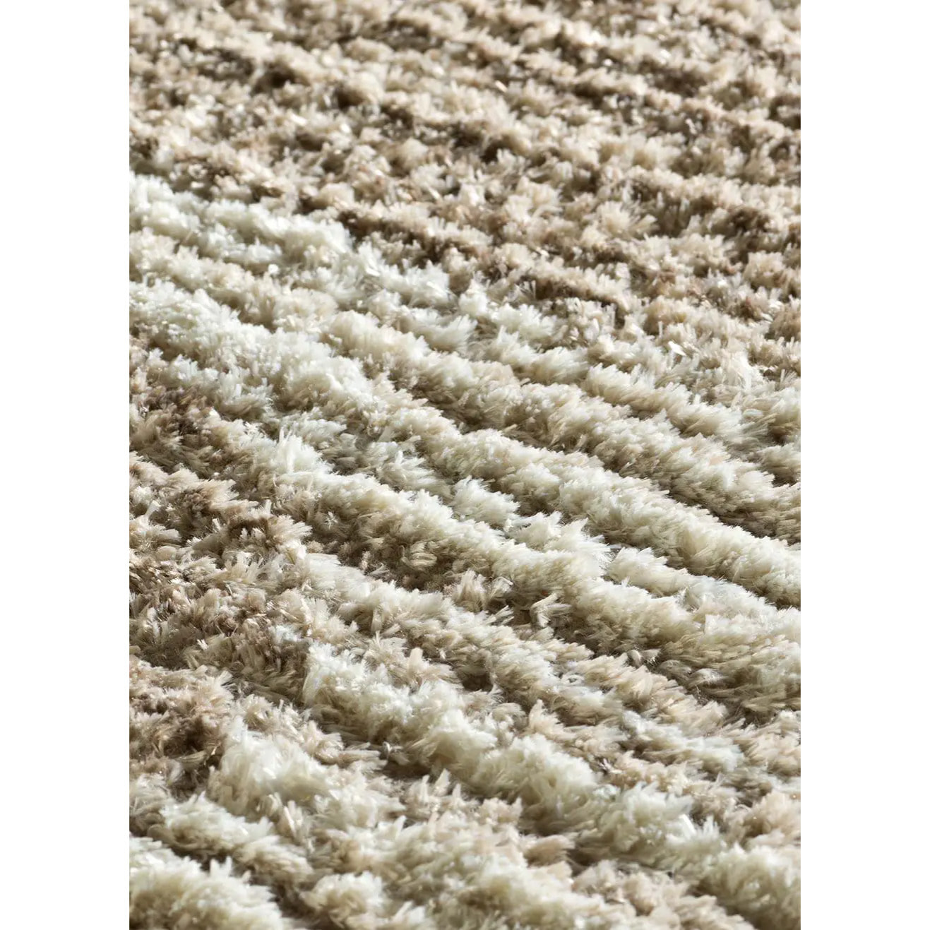 LIMA Alfombra shaggy estilo escandinavo con relieve beige, varias medidas disponibles