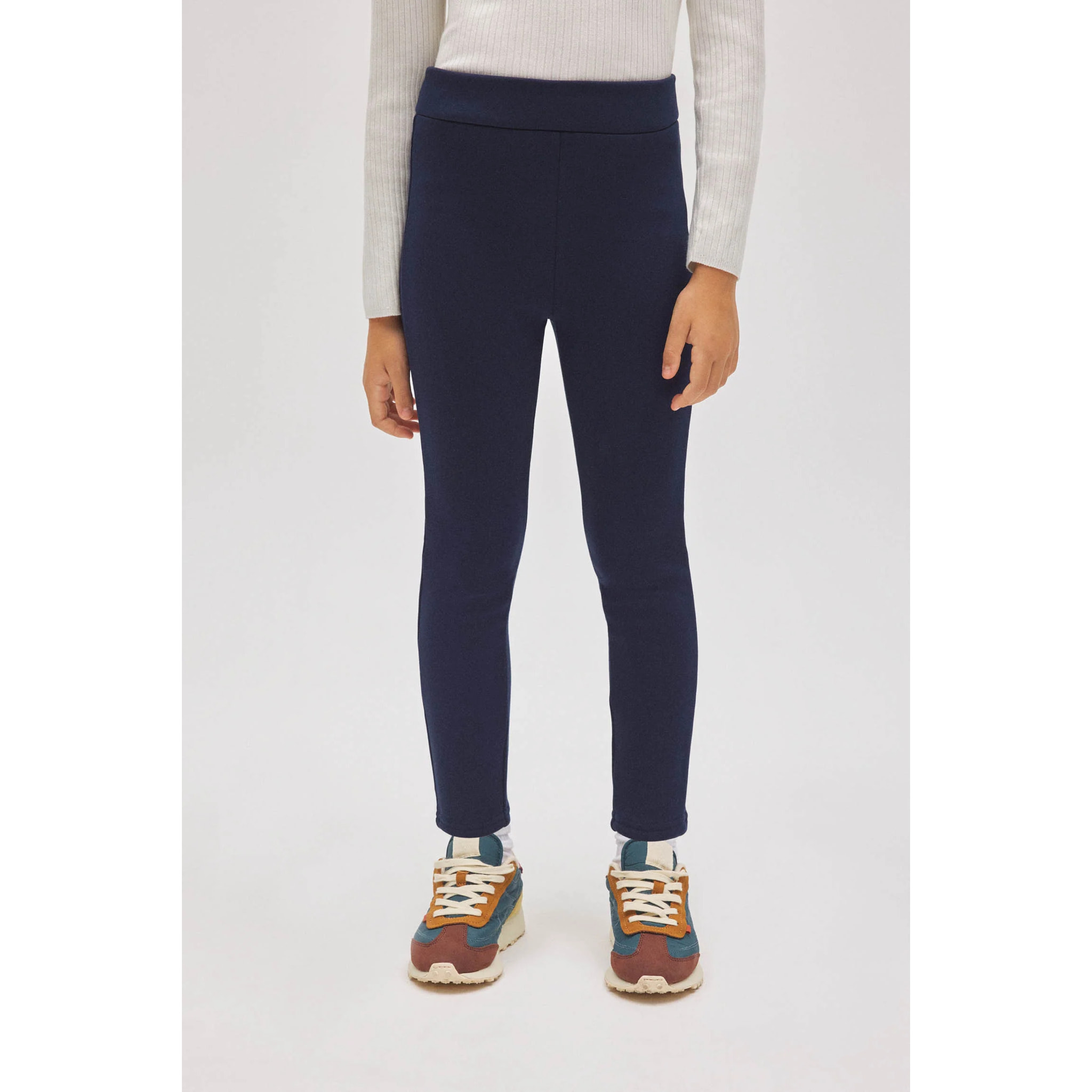 Leggings termici da bambina in pile blu navy