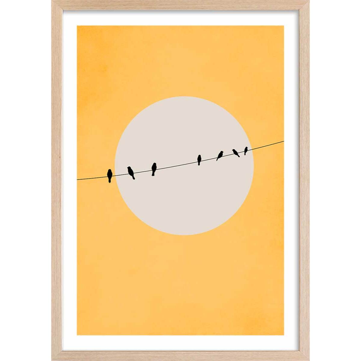 Affiche abstrait ""depart electrique"" Affiche + cadre en bois - Chêne