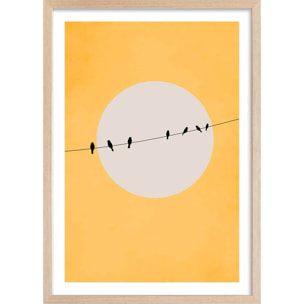 Affiche abstrait ""depart electrique"" Affiche + cadre en bois - Chêne