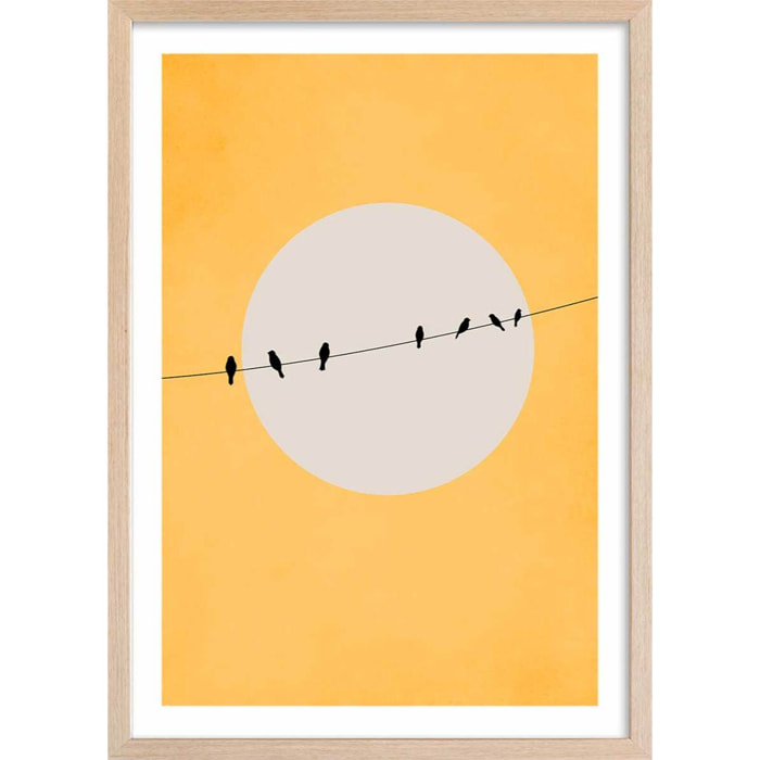 Affiche abstrait ""depart electrique"" Affiche + cadre en bois - Chêne