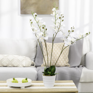 Planta Artificial de Orquídeas con Maceta Orquídea de Flores Falsa Phalaenopsis Artificiales para Decoración del Hogar Centro de Mesa Boda Ø16,5x75 cm Blanco