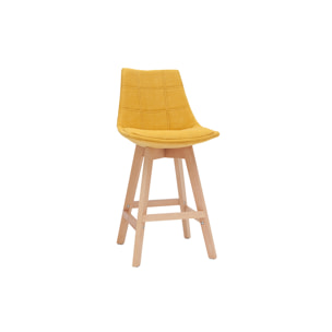 Tabourets de bar scandinaves tissu effet velours jaune moutarde 65 cm (lot de 2) MATILDE