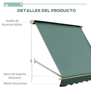 Toldo de Ventana Manual de Tela de Poliéster 180x70cm Verde